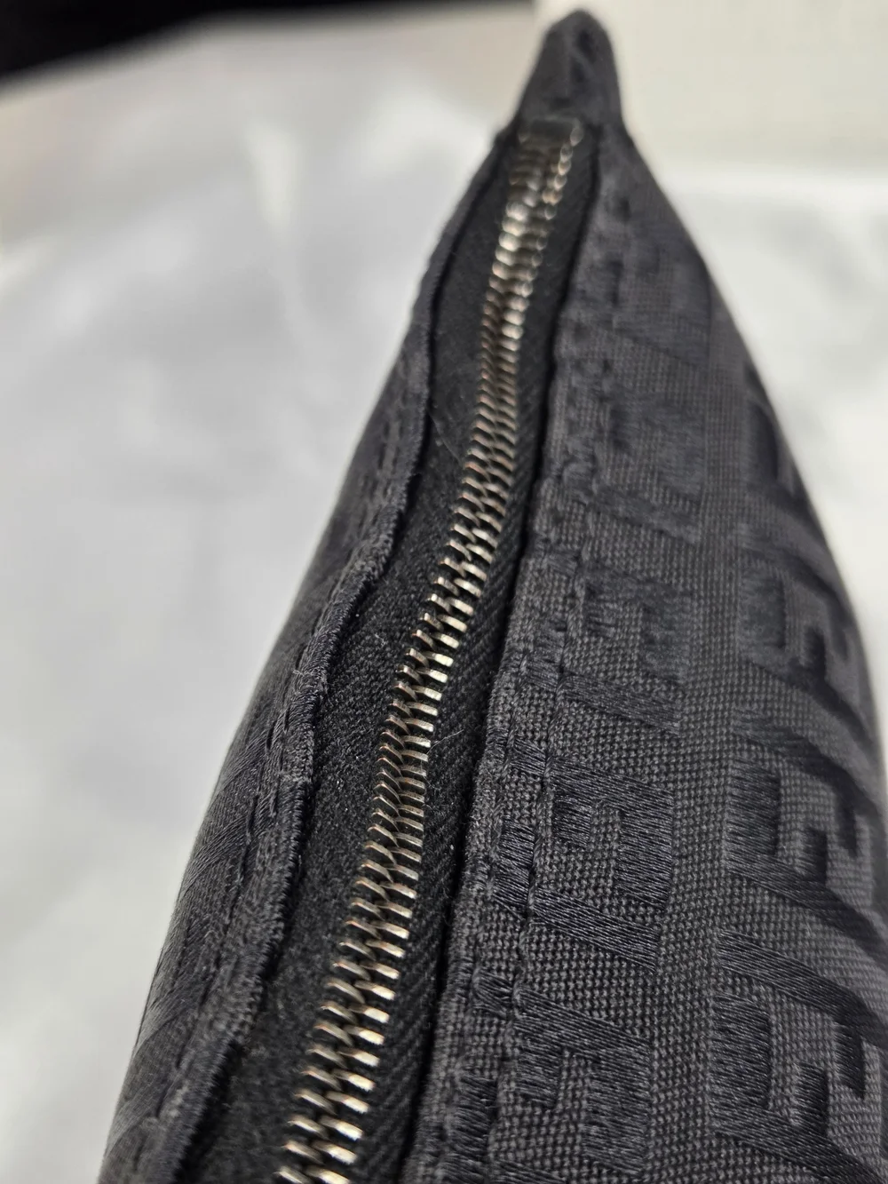 Vintage Fendi Zucca Black Monogram Zip Pouch Wristlet